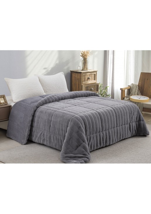 ΚΟΥΒΕΡΤΟΠΑΠΛΩΜΑ ΓΟΥΝΑ/FLANNEL ΜΟΝΟ 160X220 ADAM HOME (920) GREY