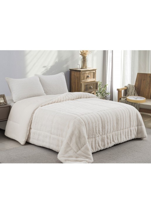 ΚΟΥΒΕΡΤΟΠΑΠΛΩΜΑ ΓΟΥΝΑ/FLANNEL ΜΟΝΟ 160X220 ADAM HOME (920) WHITE
