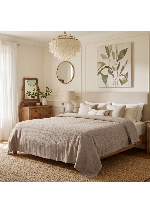 ΚΟΥΒΕΡΤΑ ΖΑΚΑΡ ΥΠΕΡΔΙΠΛΗ MATLASSE ROMVIA 230X270 BEIGE (360 gsm)