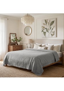 ΚΟΥΒΕΡΤΑ ΖΑΚΑΡ ΥΠΕΡΔΙΠΛΗ MATLASSE ROMVIA 230X270 GREY (360 gsm)