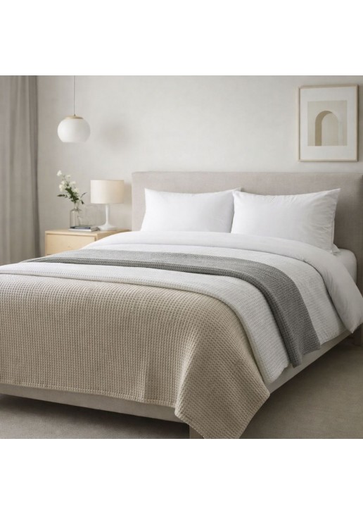 ΚΟΥΒΕΡΤΑ ΠΙΚΕ SANFORIZED KING SIZE 240Χ255 ADAM HOME - Grey