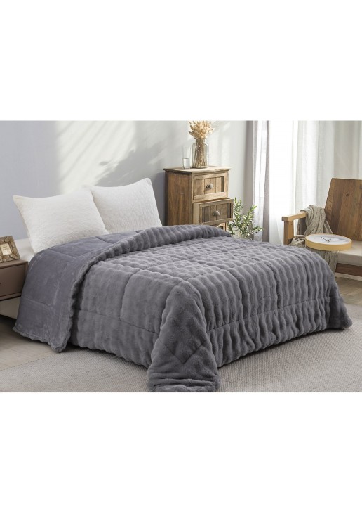ΚΟΥΒΕΡΤΟΠΑΠΛΩΜΑ ΓΟΥΝΑ/FLANNEL ΥΠΕΡΔΙΠΛΟ 220X240 ADAM HOME (910) GREY