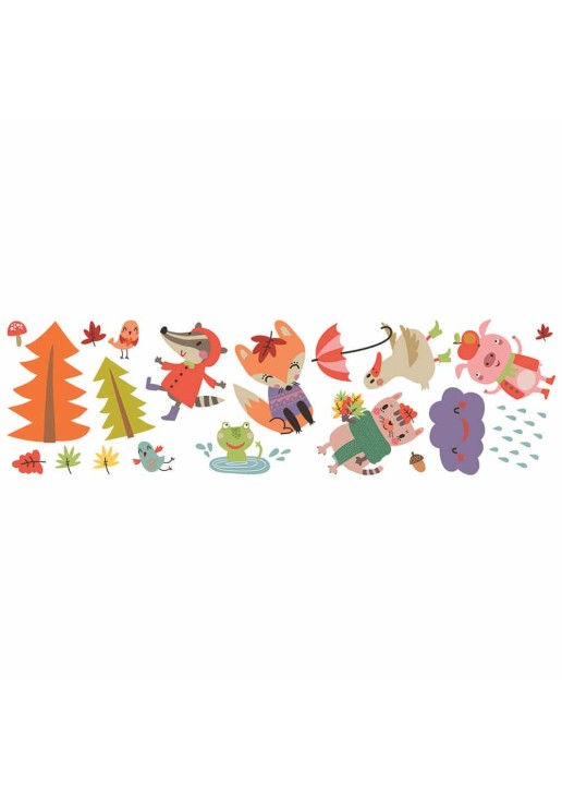 Autumn Animals διπλής όψης αυτοκόλλητα για τζάμι ή τοίχο L ANGO