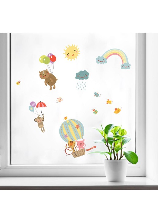 Rainbow Animals διπλής όψης αυτοκόλλητα για τζάμι ή τοίχο L ANGO