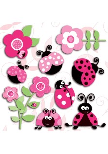 Pink Ladybugs αυτοκόλλητα 3 επιπέδων M ANGO