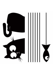 Cat & Fish αυτοκόλλητα τοίχου βινυλίου S ANGO