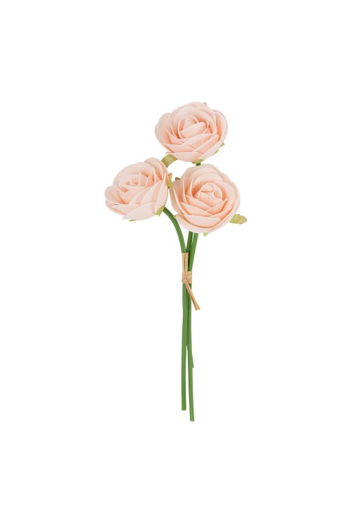 Beauty Home Μπουκέτο με 3 αφρώδη τριαντάφυλλα ροζ ø7×26.5cm