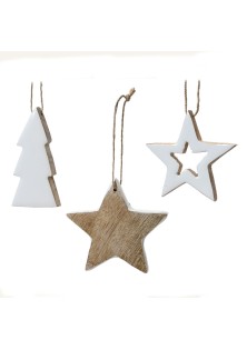 Beauty Home Ξύλινα Κρεαμαστά Στοιχεία Με Σμάλτο 8 cm ΑΣΤΕΡΙ ΔΙΑΤΡΗΤΟ