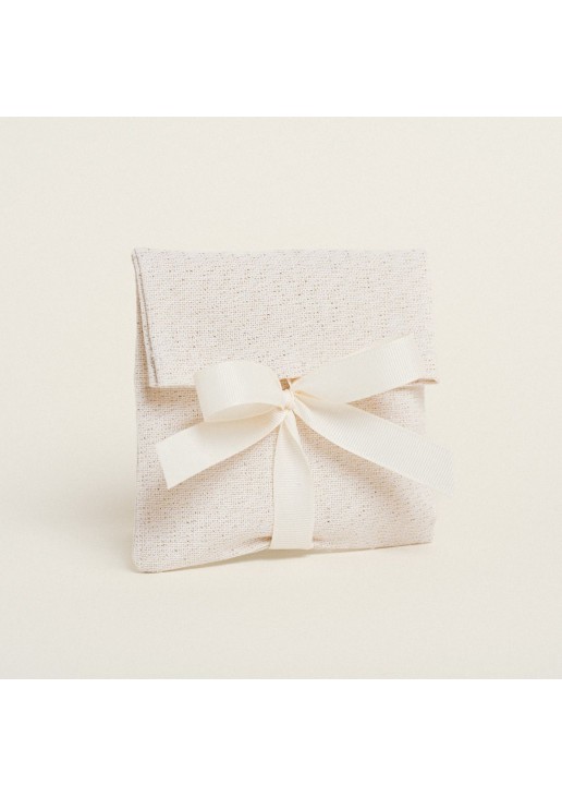 Beauty Home ΠΟΥΓΚΙ ΜΕ ΚΟΡΔΕΛΑ 12 x 17 cm ΕΚΡΟΥ ΧΡΥΣΟ LUREX