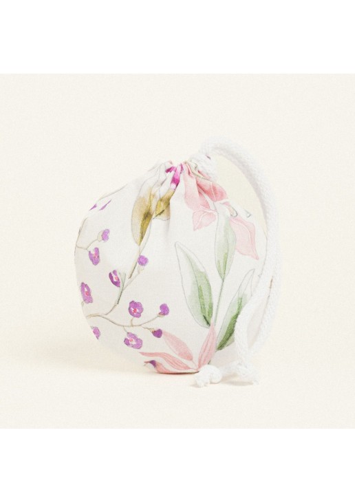 Beauty Home ΠΟΥΓΚΙ ΟΒΑΛ ΜΕ ΚΟΡΔΟΝΙ 13 x 14 cm ΠΟΠΛΙΝΑ ΑΝΘΗ ΣΕ ΛΙΛΑ ΑΠΟΧΡΩΣΕΙΣ