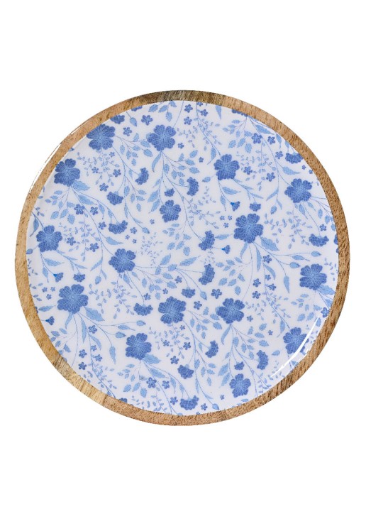 Beauty Home Δίσκος απο ξύλο Μάνγκο με Λουλούδια 20cm