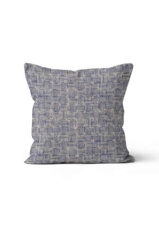Beauty Home ΜΑΞΙΛΑΡΟΘΗΚΗ ΜΠΛΕ ΚΑΡΩ ΓΡΑΜΜΕΣ 40 x 40 cm ΜΕ ΓΕΜΙΣΜΑ