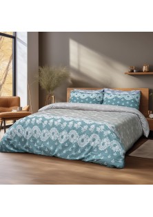 Beauty Home Σετ παπλωματοθήκη υπέρδιπλη Palm Art 12186 230x250 Πετρόλ,Μπεζ