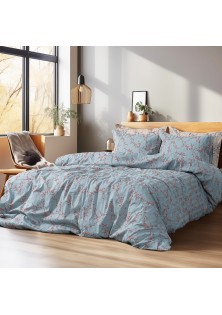Beauty Home Σετ κουβερλί υπέρδιπλο Art 12211 Emerald 100% Βαμβακοσατέν 300tc 220x240 Σιέλ