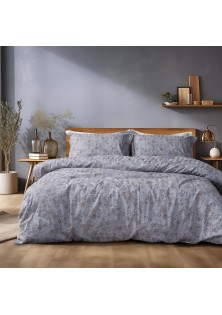 Beauty Home Σετ κουβερλί υπέρδιπλο Art 12212 Jasmine 100% Βαμβακοσατέν 300tc 220x240 Γκρι