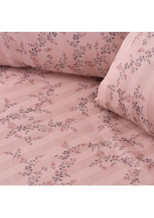 Beauty Home Σετ κουβερλί υπέρδιπλο Art 12214 Flora 100% Βαμβακοσατέν 300tc 220x240 Σομόν
