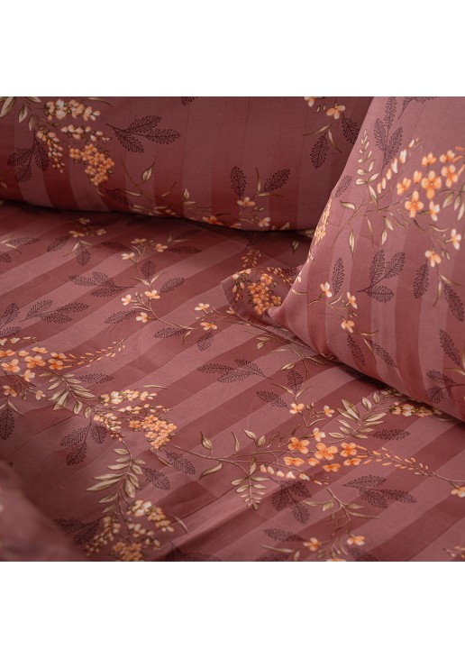 Beauty Home Σετ κουβερλί υπέρδιπλο Art 12210 Indra 100% Βαμβακοσατέν 300tc 220x240 Σάπιο μήλο