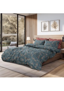 Beauty Home Σετ κουβερλί υπέρδιπλο Art 12217 Gemini 100% Βαμβακοσατέν 300tc 220x240 Κυπαρισσί