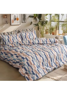Beauty Home Σετ παπλωματοθήκη φανελένια υπέρδιπλη Candy Art 12633 230x250 Μπεζ,Μπλε
