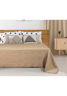 Beauty Home Κουβέρτα ζακάρ Art 1349 με δαντέλα μονή σε 3 χρώματα 170x250 Antique