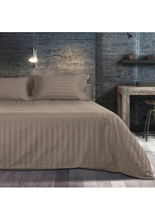Beauty Home Σετ κουβερλί υπέρδιπλο Art 1530 Stripe σε 7 αποχρώσεις 220x240 Μόκα ΣΕΤ 3ΤΜΧ