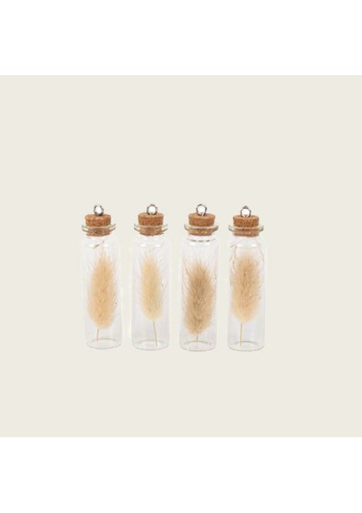 Beauty Home ΓΥΑΛΙΝΟΣ ΣΩΛΗΝΑΣ ΜΕ ΑΠΟΞΗΡΑΜΕΝΑ LAGURUS ΣΕΤ 4 ΤΜΧ ΕΚΡΟΥ 8 x 2 cm