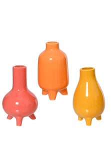Beauty Home Βάζο Πορσελάνης 3 Σχεδία 7.3 x 13 CM Κοραλί