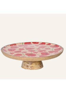 Beauty Home Ταρτίερα από Ξύλο Μάνγκο με Σχέδιο Παπαρούνας 27.5cm x 9.5cm