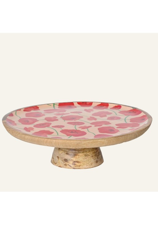 Beauty Home Ταρτίερα από Ξύλο Μάνγκο με Σχέδιο Παπαρούνας 27.5cm x 9.5cm