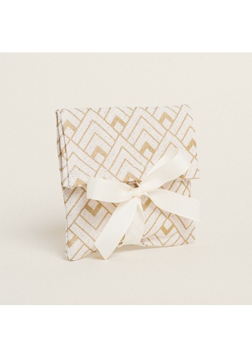 Beauty Home ΠΟΥΓΚΙ ΜΕ ΚΟΡΔΕΛΑ 12 x 17 cm ΕΚΡΟΥ ΧΡΥΣΟ ΚΥΒΟΙ