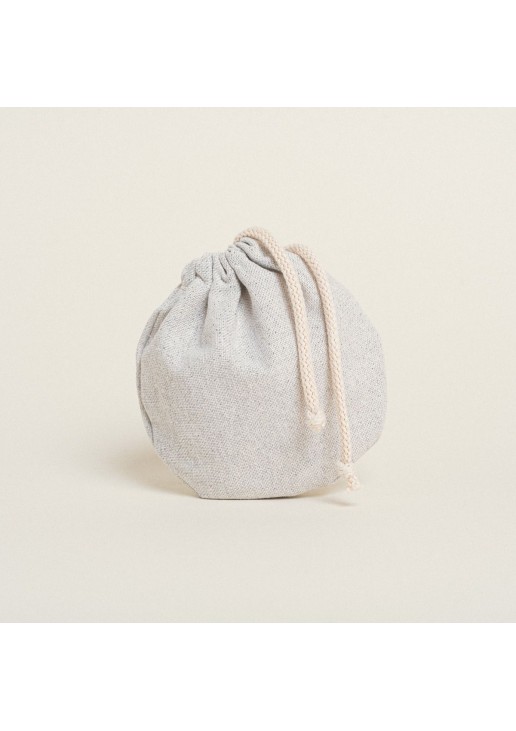 Beauty Home ΠΟΥΓΚΙ ΟΒΑΛ ΜΕ ΚΟΡΔΟΝΙ 13 x 14 cm ΓΚΡΙ ΑΣΗΜΙ LUREX