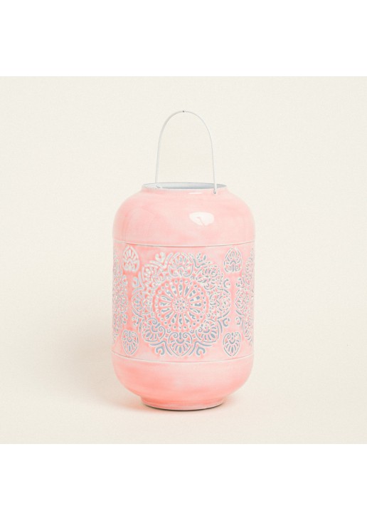 Beauty Home ΦΑΝΑΡΙ ΜΕΤΑΛΙΚΟ ΡΟΖ 30 x 20 cm