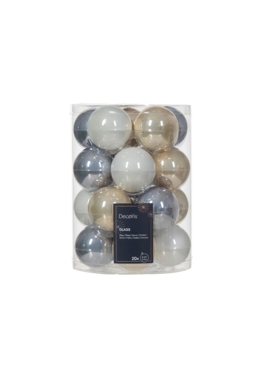 Beauty Home ΓΥΑΛΙΝΕΣ ΜΠΑΛΕΣ 3 ΧΡΩΜΑΤΑ 6 cm ΣΕΤ 20 ΤΜΧ