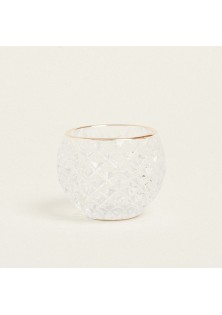 Beauty Home ΚΗΡΟΠΗΓΙΟ ΣΤΡΟΓΓΥΛΟ ΔΙΑΦΑΝΟ ΑΝΑΓΛΥΦΟ ΜΕ ΧΡΥΣΟ ΣΤΟΜΙΟ Ø7,8×6,2cm
