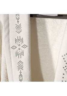 Beauty Home Μπουρνούζι με γιακά και strass Art 3090 M-L Εκρού