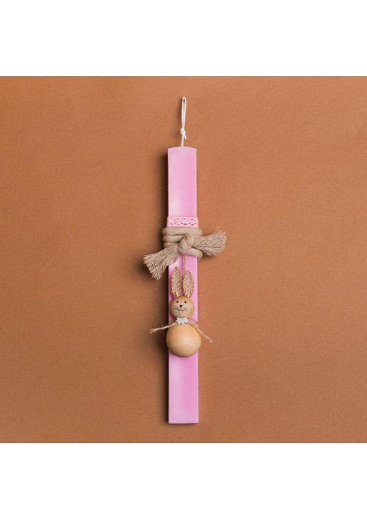 Beauty Home ΛΑΜΠΑΔΑ ΡΟΖ 33cm ΞΥΛΙΝΟΣ ΛΑΓΟΣ ΜΠΑΛΑ ΣΕ ΣΥΣΚΕΥΑΣΙΑ ΔΩΡΟΥ