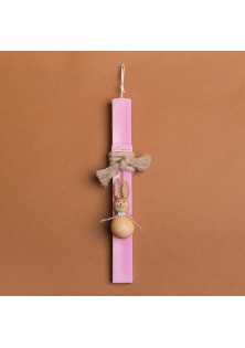 Beauty Home ΛΑΜΠΑΔΑ ΡΟΖ 33cm ΞΥΛΙΝΟΣ ΛΑΓΟΣ ΜΠΑΛΑ ΣΕ ΣΥΣΚΕΥΑΣΙΑ ΔΩΡΟΥ