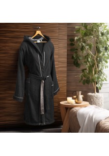 Beauty Home Μπουρνούζι με κουκούλα Art 3424 Μαύρο S