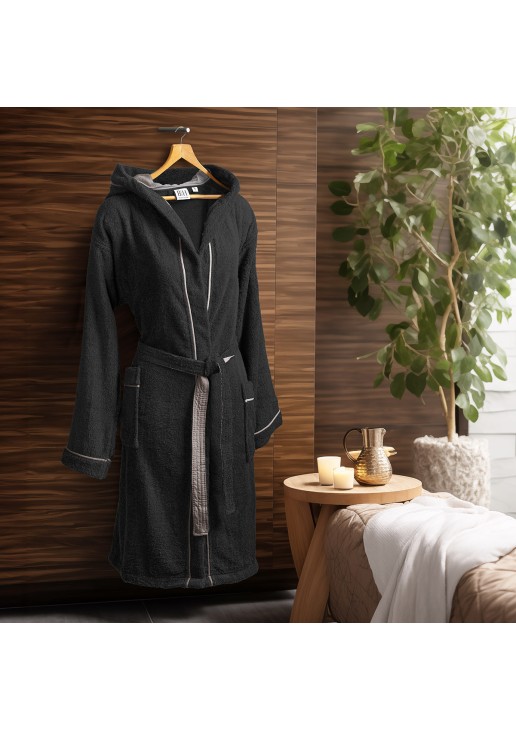 Beauty Home Μπουρνούζι με κουκούλα Art 3424 Μαύρο S