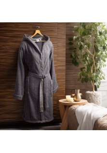 Beauty Home Μπουρνούζι με κουκούλα Art 3428 Ανθρακί M