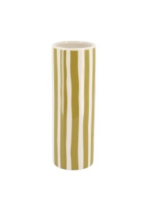 Beauty Home Κεραμικό Βάζο Délia Ριγέ Λαδί – Λευκό 5,5 x 16 CM