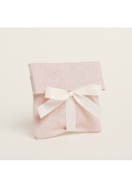 Beauty Home ΠΟΥΓΚΙ ΜΕ ΚΟΡΔΕΛΑ 12 x 17 cm ΡΟΖ ΧΡΥΣΟ LUREX