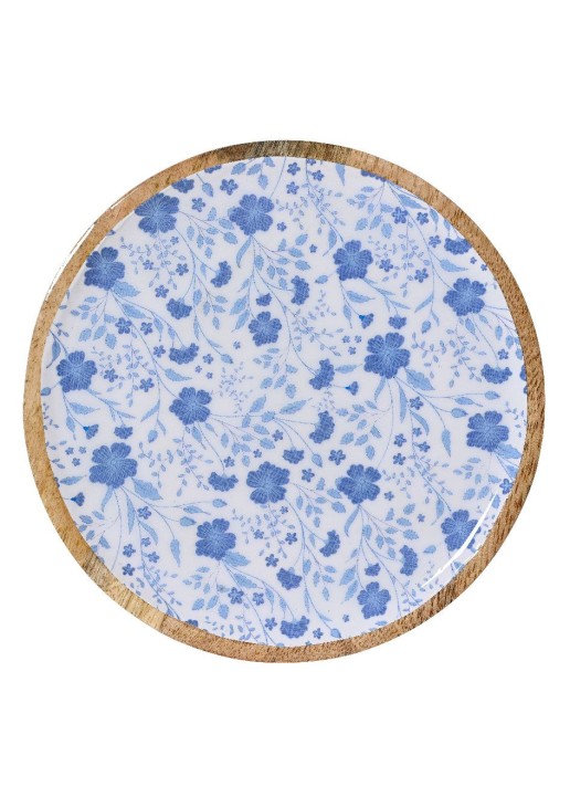 Beauty Home Δίσκος απο ξύλο Μάνγκο με Λουλούδια 30cm