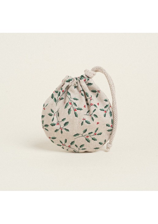 Beauty Home ΠΟΥΓΚΙ ΟΒΑΛ ΜΕ ΚΟΡΔΟΝΙ 13 x 14 cm MINI HOLLY BRANCH