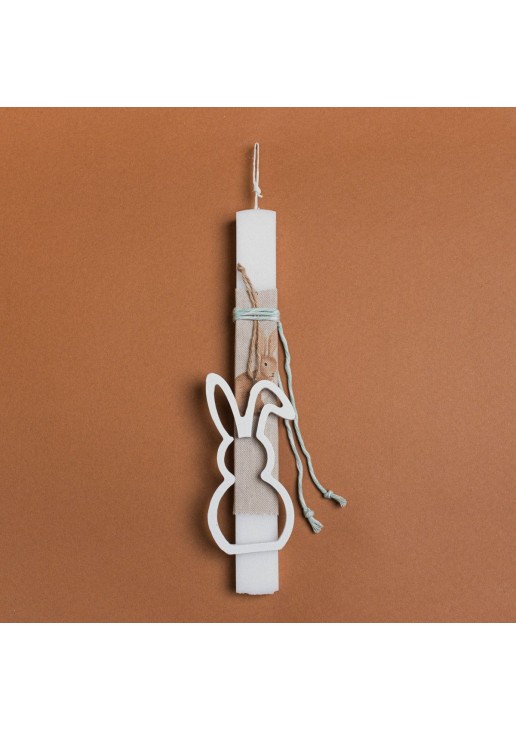 Beauty Home ΛΑΜΠΑΔΑ 33cm ΞΥΛΙΝΟ ΠΕΡΙΓΡΑΜΜΑ ΛΑΓΟΣ ΛΕΥΚΟΣ ΣΕ ΣΥΣΚΕΥΑΣΙΑ ΔΩΡΟΥ