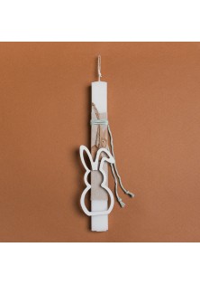 Beauty Home ΛΑΜΠΑΔΑ 33cm ΞΥΛΙΝΟ ΠΕΡΙΓΡΑΜΜΑ ΛΑΓΟΣ ΛΕΥΚΟΣ ΣΕ ΣΥΣΚΕΥΑΣΙΑ ΔΩΡΟΥ