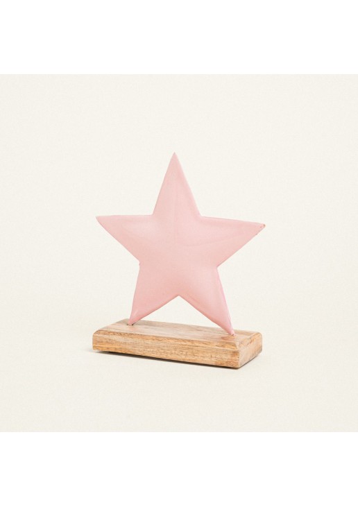 Beauty Home ΜΕΤΑΛΛΙΚΟ ΑΣΤΕΡΙ ΜΕ ΒΑΣΗ 15 x 16 CM ΡΟΖ