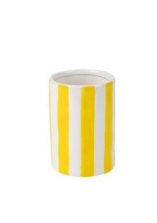 Beauty Home Κεραμικό Βάζο Iona Ριγέ Κίτρινο-Λευκό 9,5 x 13,5 CM