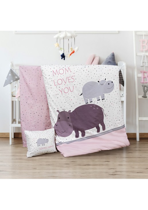 Beauty Home Σετ σεντόνια βρεφικά Hippo Art 5187 120x160 Εμπριμέ