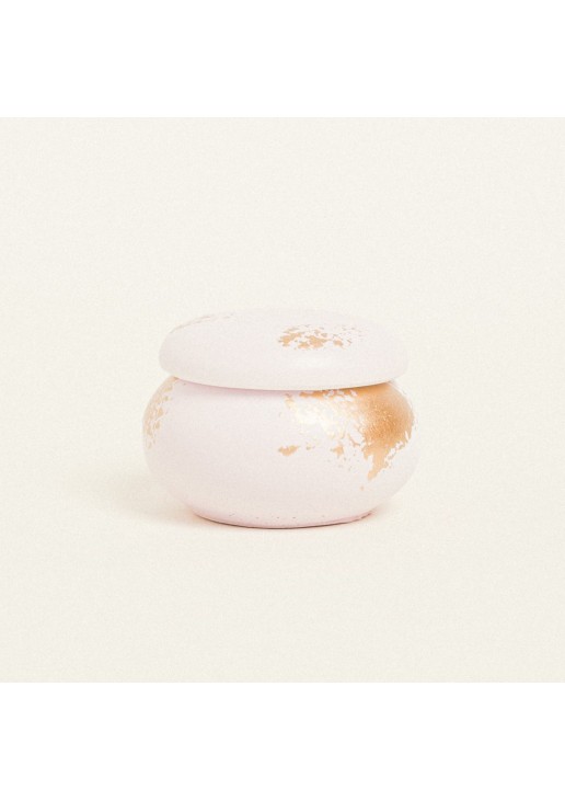 Beauty Home ΚΕΡΑΜΙΚΗ ΜΠΙΖΟΥΤΙΕΡΑ ΜΑΚΑΡΟΝ ΜΕ ΧΡΥΣΗ ΛΕΠΤΟΜΕΡΕΙΑ 6,5 x 5 cm ΡΟΖ / ΧΡΥΣΟ